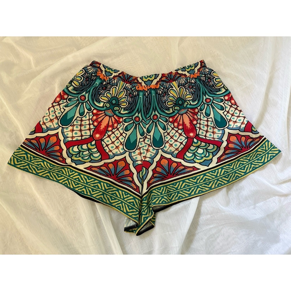Yahada Womens Multicolor Bohemian/Art Nouveau Shorts Sz Small